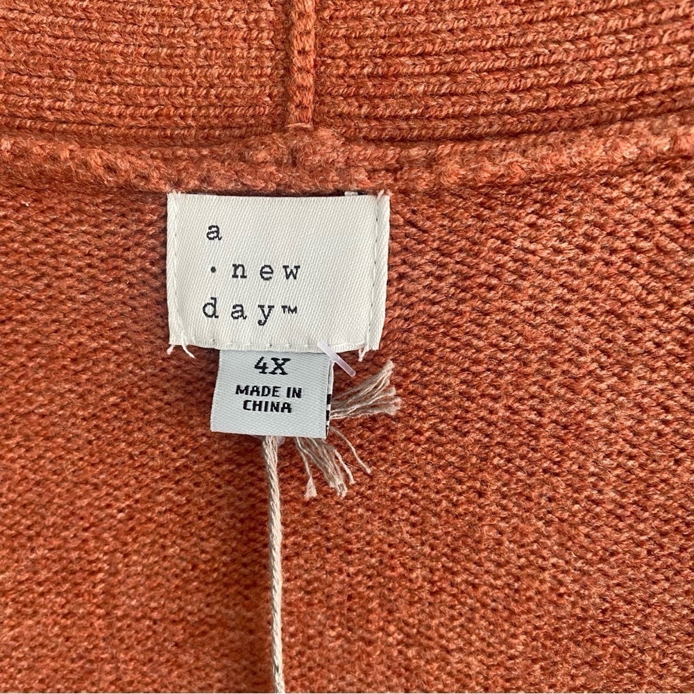 Women’s Open Front Knit Cardigan Front Pockets A New Day Brown Size 4X - Picture 6 of 10